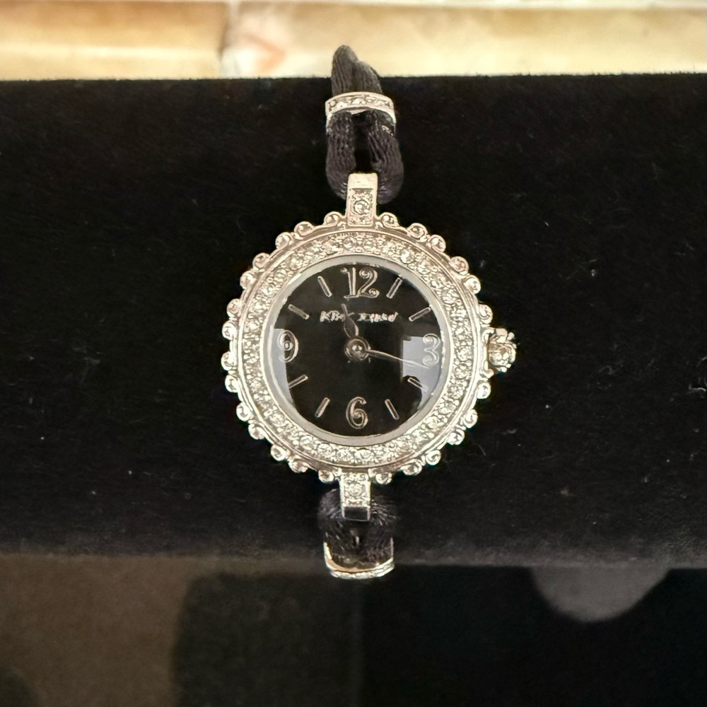 Betsey Johnson Black Dial Crystal Accent Women's Watch
